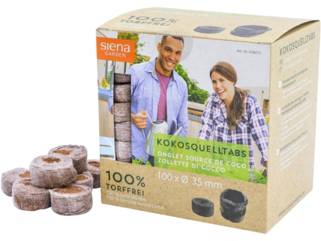 SIENA GARDEN 100 Kokos-Quelltabs mit Netz Ø35 mm Produktbild 