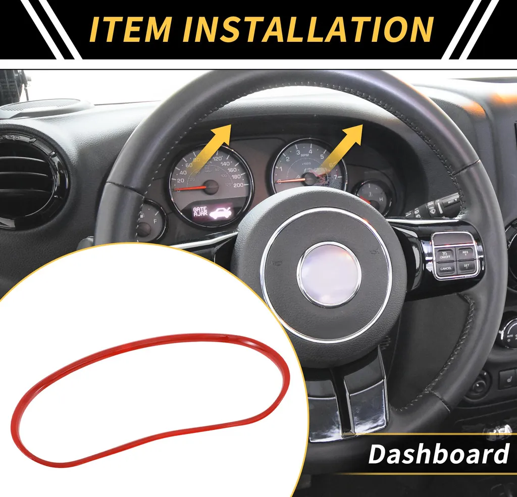 Couverture de Panneau de Compteur Jeep Wrangler JK 2011-17 en ABS Rouge