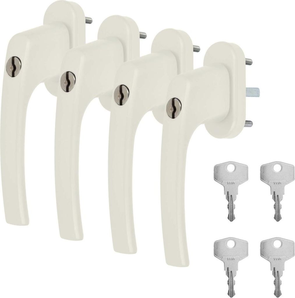 4 x Alu Fenstergriff in Creme RAL 9001 abschließbar - Stiftlänge 35mm
