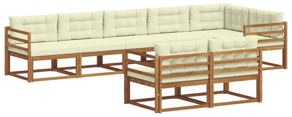 "Rabatt 2026"Outdoor-Sofa garnitur moderne - Balkonmöbel/Gartenlounge-Set - robust und langlebig - mit Kissen 8 pcs Natur und Creme - Gartensofas ...