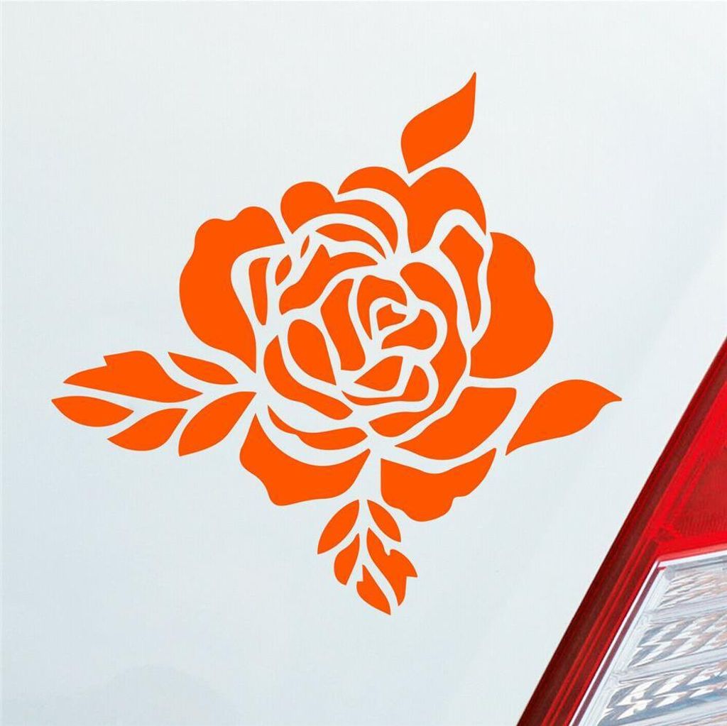 Auto Aufkleber Rose Flower Blume Natur Frühling Tattoo 10x10 cm Orange Sticker Heckscheibenaufkleber