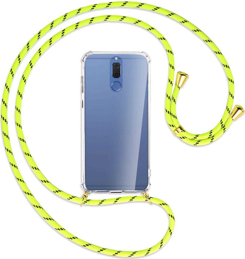 Handykette Backcover-Schutzhülle mit Band (Metall goldfarben) für Huawei Mate 10 Lite / G10 - neongelb