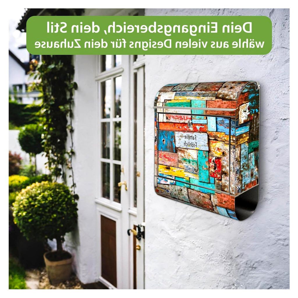 Edelstahl Briefkasten personalisiert 38x43x12cm mit 2 Schlüsseln - rostfreier Edelstahl Briefkasten mit Zeitungsfach - Postkasten A4 Einwurf inkl....