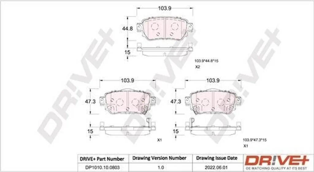 Plaquettes de frein DP1010.10.0803 Drive+ pour X-Trail et Qashqai II