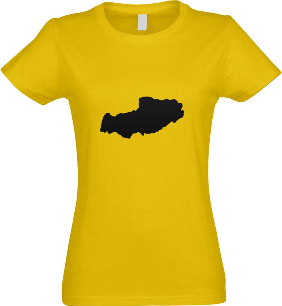 Kiwistar - T-Shirt tailliert - Damen - gelb - Tibet - Himalaya Umriss - mit Motiv Bedruckt - Funshirt Design - Sport - Freizeit - Damen - S