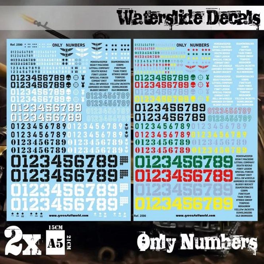 Green Stuff World GSW2590 - Waterslide Decals - Only Numbers - Neu