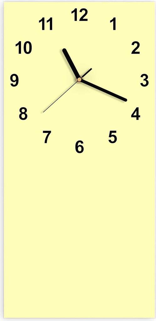 Wanduhr aus Glas mit Motiv Cremefarbener Hintergrund- 30 x 60 cm - inkl. Aufhängesystem