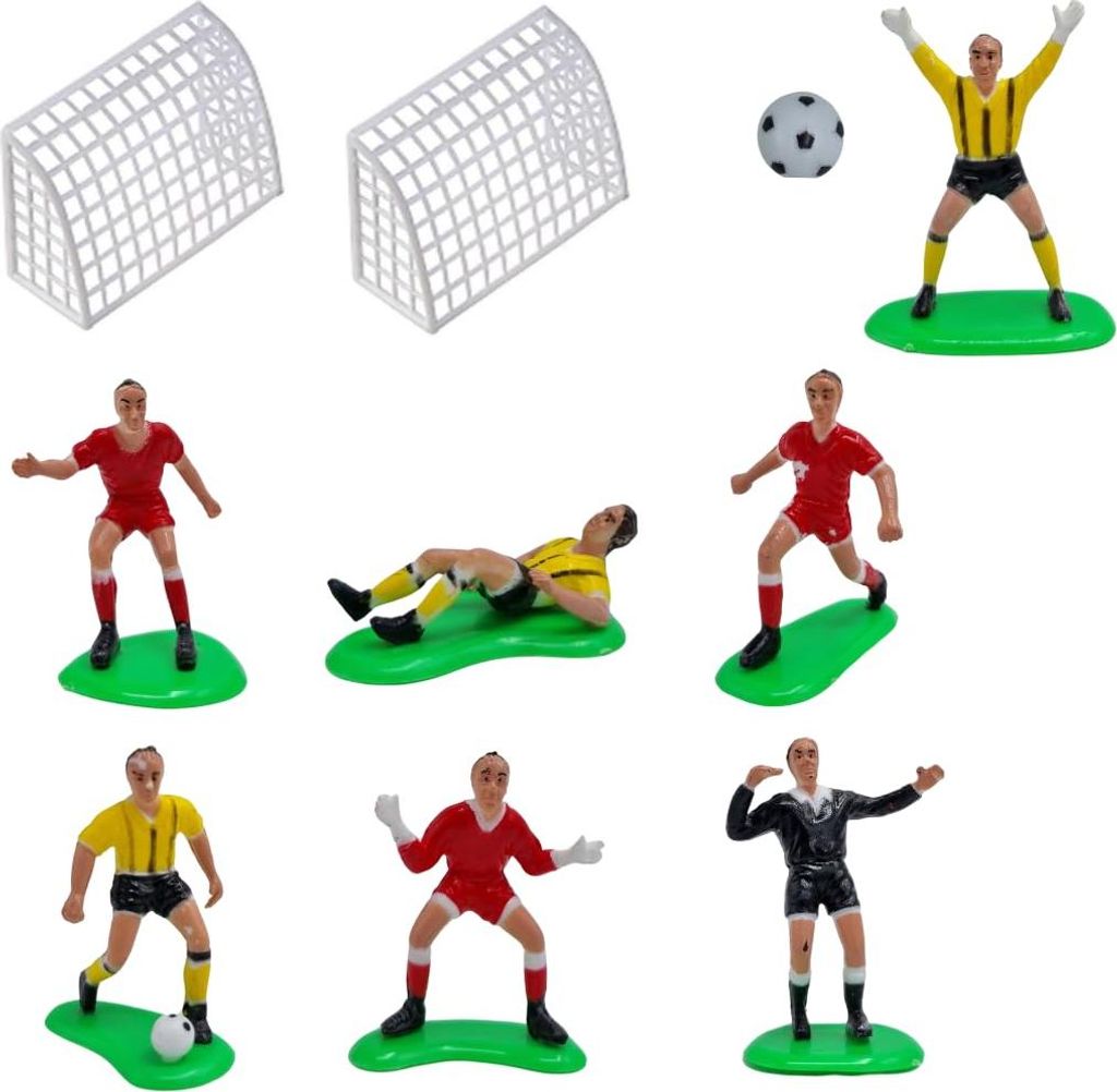 dekora - Fußball Cake Toppers Set mit 7 Spielern und 2 Toren