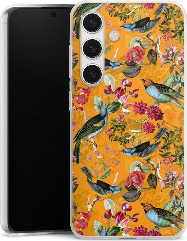 DeinDesign Handyhülle für Samsung Galaxy S24 Silikon Hülle Case Smartphone Schutzhülle Blumen Dschungel Vogel