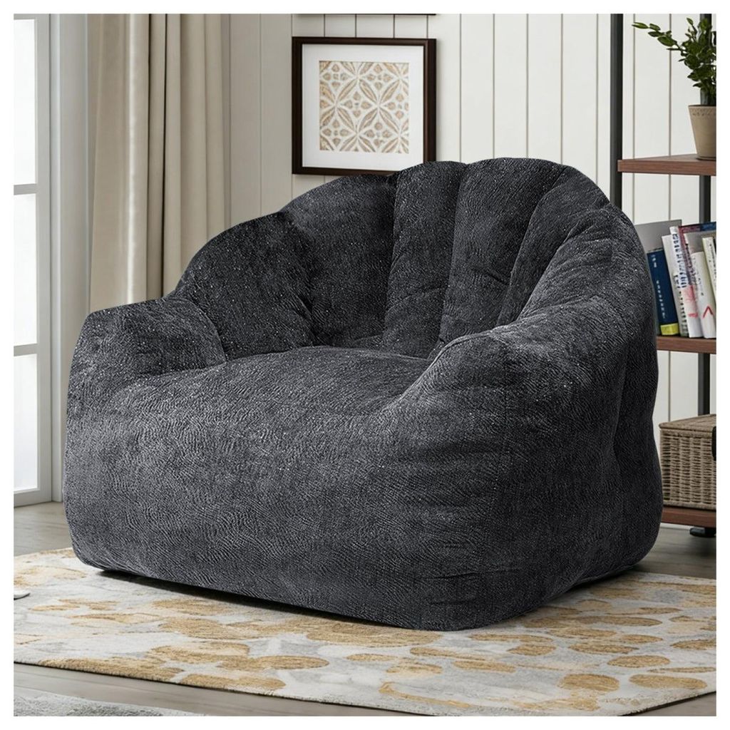 Ergonomic Round-Shaped Bean Bag Chair with Full-Body Contouring for Versatile Home Relaxation and Comfort