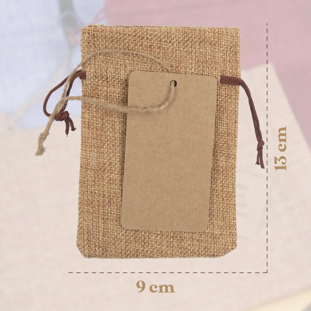 Sacco di tela 25pcs 13x9cm sacchetto di iuta con coulisse 190g/m2 sacchetto regalo - 7