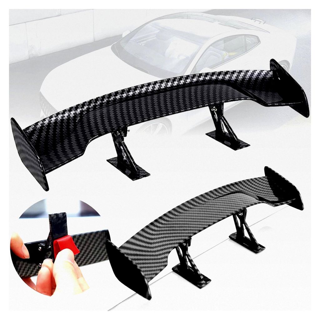 Heckspoiler, Mini Spoiler Flügel, Dekoration für Fahrzeugstabilität ohne Bohrung (Schwarz)