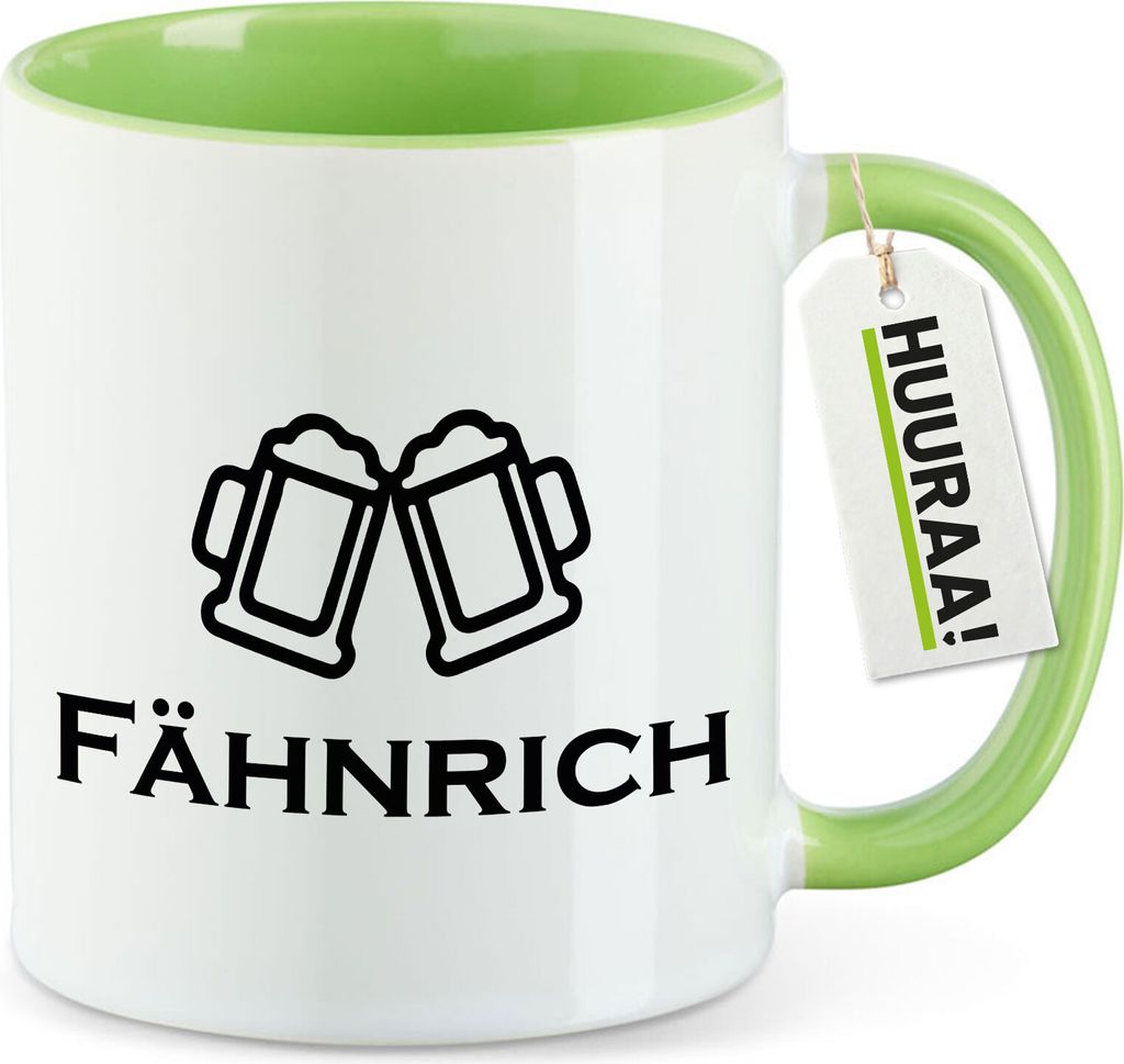 Huuraa Kaffeetasse Fähnrich Schützenfest 330ml Grün Keramik Kaffeebecher Geschenkidee