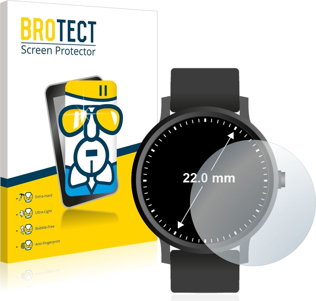 BROTECT Schutzglas für Armbanduhren (Kreisrund, ø: 22 mm) Schutzfolie Panzer Folie Glas Display Schutz klar