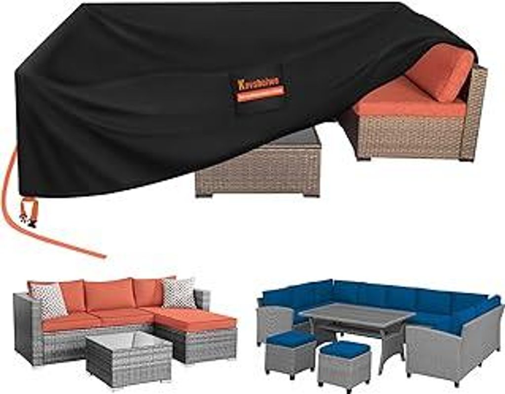 Kovshuiwe Gartenmöbel Abdeckung,250x250x90cm Schutzhülle Gartenmöbel Wasserdicht,Winddicht,UV-Beständiges,420D Heavy Duty Winddicht,Schutzhüll...
