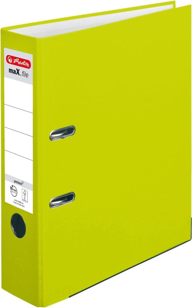 Ordner maX.file protect A4 8cm neon grün PP-Kunststoffbezug Packung mit 20 Stück