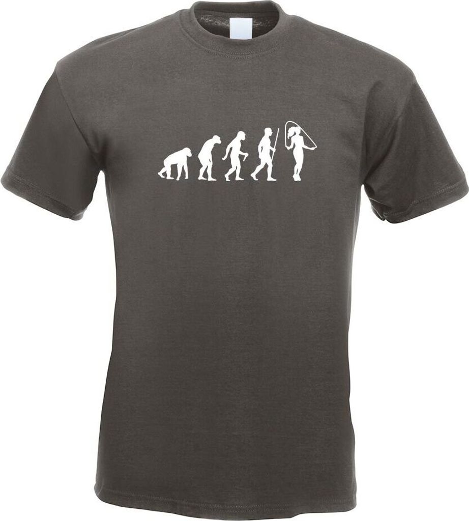 Kiwistar - T-Shirt - Graphit - Seilspringen Evolution Motiv Bedruckt Funshirt Design Print - mit Motiv Bedruckt - Funshirt Design - Sport - Freizei...