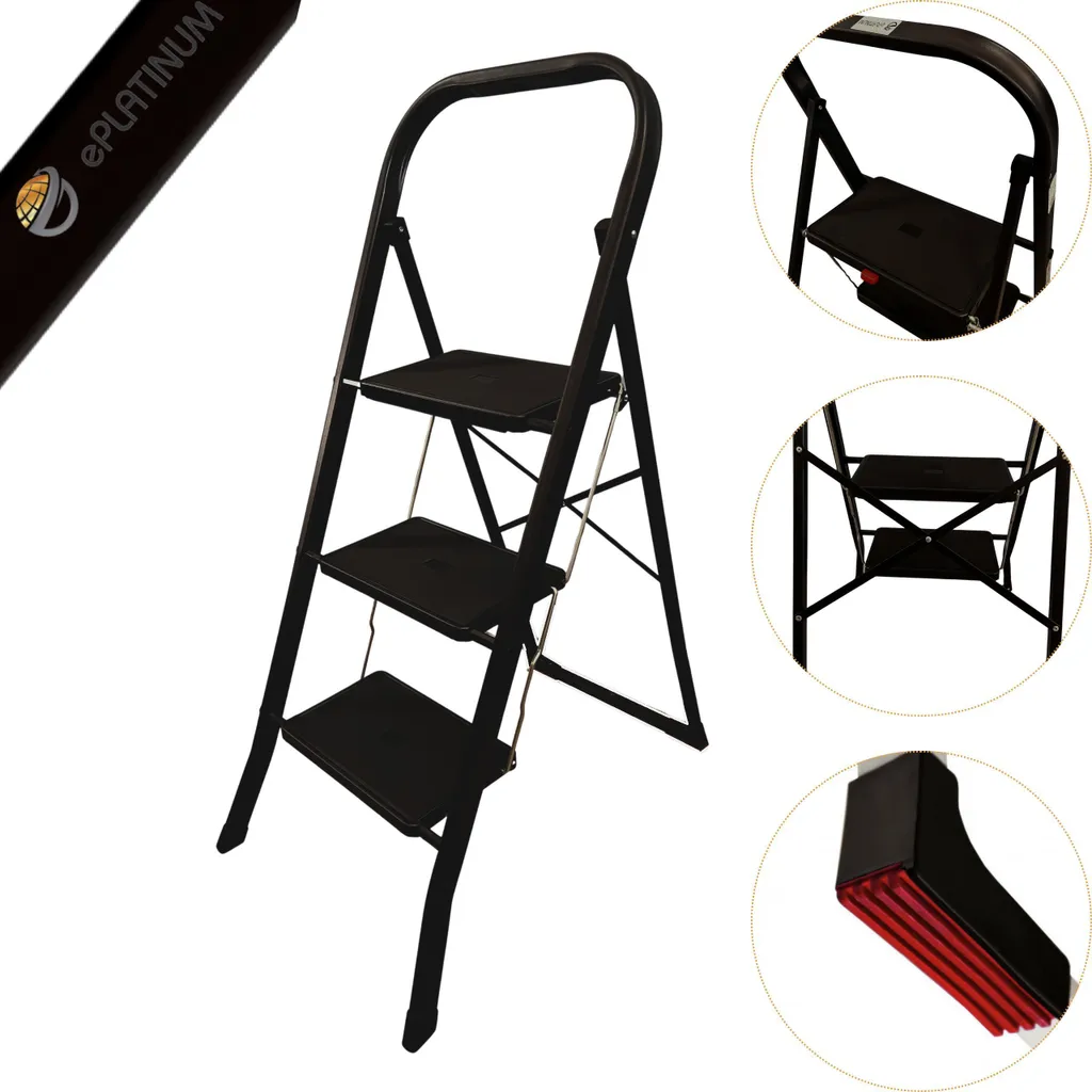 Marchepied 3 marches ePlatinum Black en acier avec tapis de protection