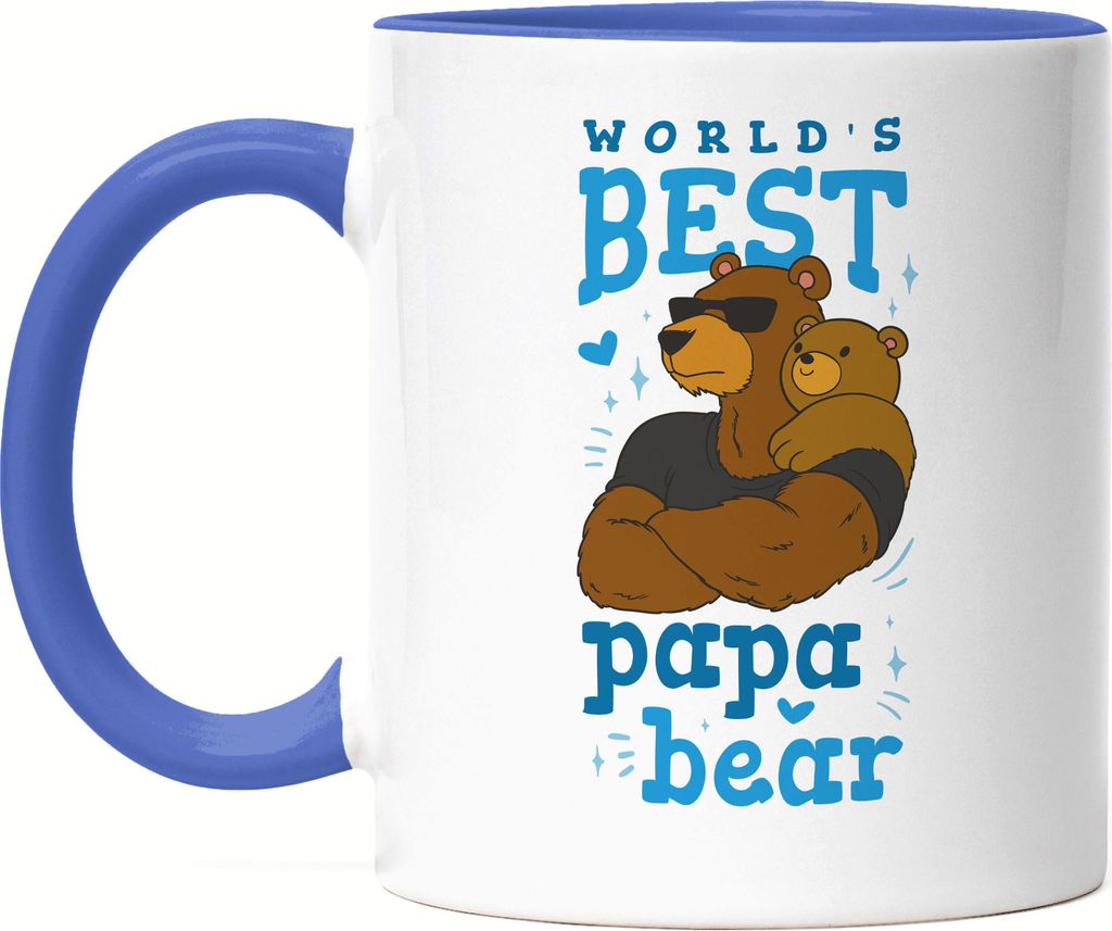 Weltbester Papa Tasse Blau Bär Vatertag Geschenkidee Starker Vater Eltern Kind