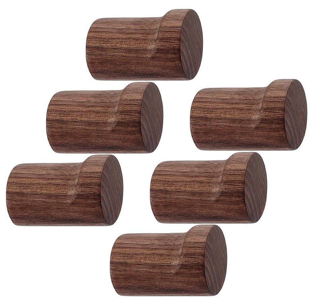 6er-Set Holzwandhaken, rustikale Haken, 50x35 mm, Kaffee