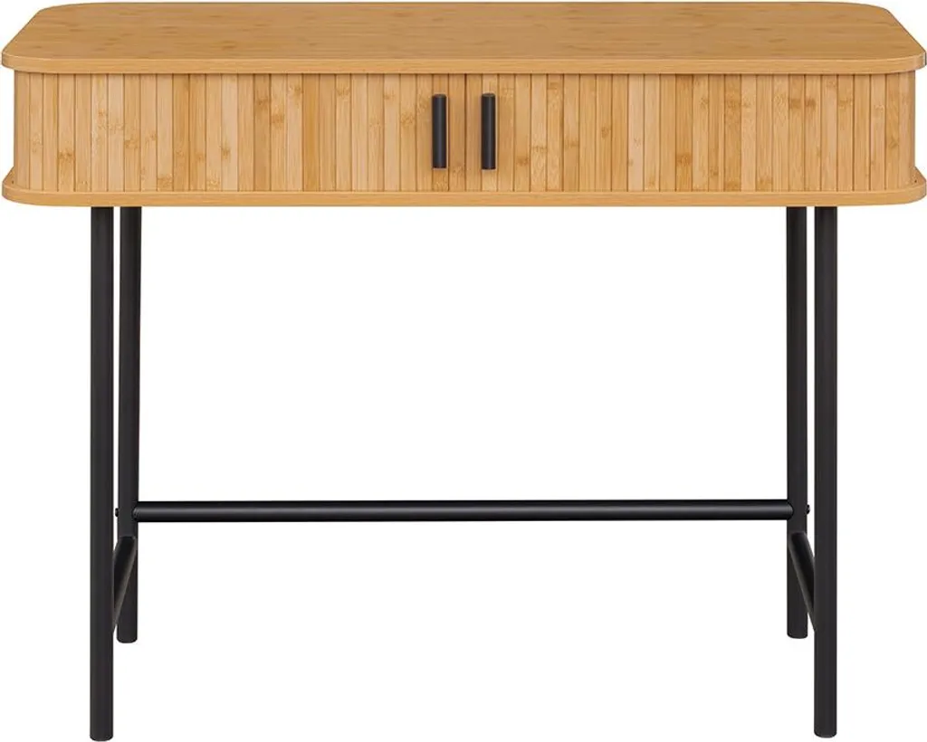 Console Design 100 cm en Bambou Kofu - Plateau Bois Naturel Pieds Noirs