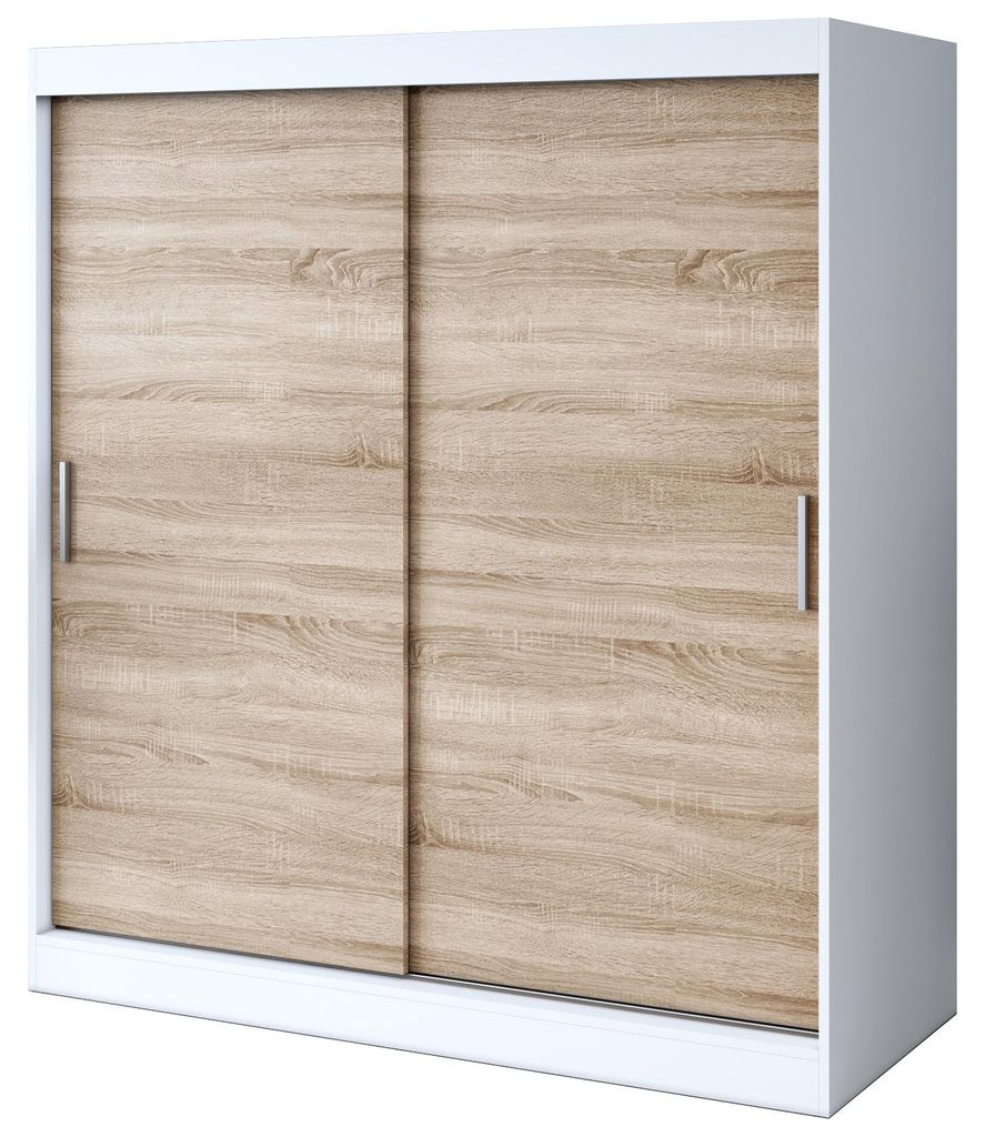 Szafa przesuwna 180x200cm - Biały Mat i Dąb Sonoma - Szafa Zdjęcie produktu 