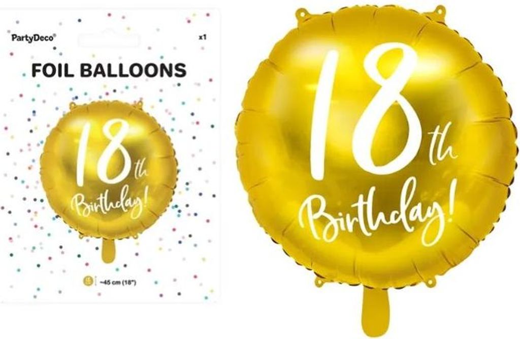 Balon foliowy 18. Geburtstag złoty 45cm 20237