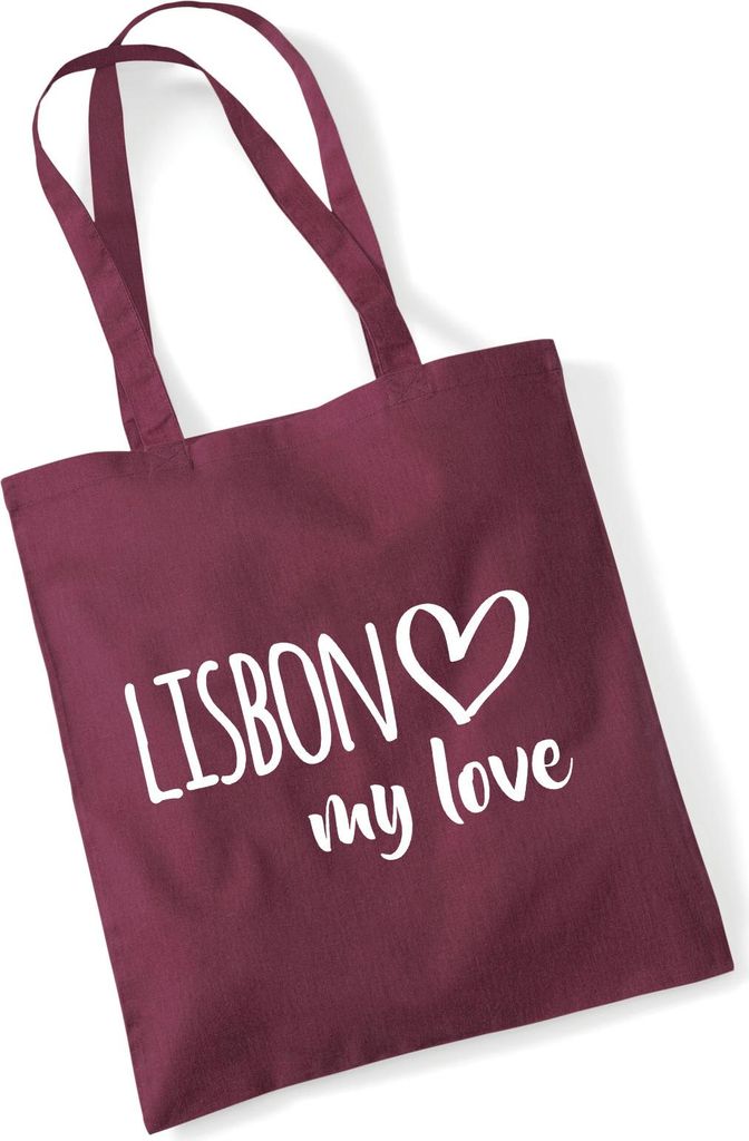 Huuraa Jutebeutel Lisbon my love 10 Liter Burgundy Baumwolle Tasche Geschenkidee