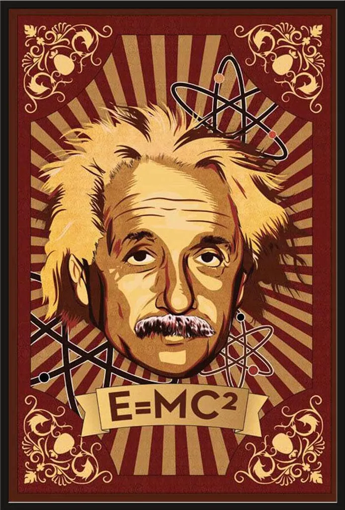 Cadre Mural Albert Einstein pour Déco de Bureau ou Salon Style Moderne