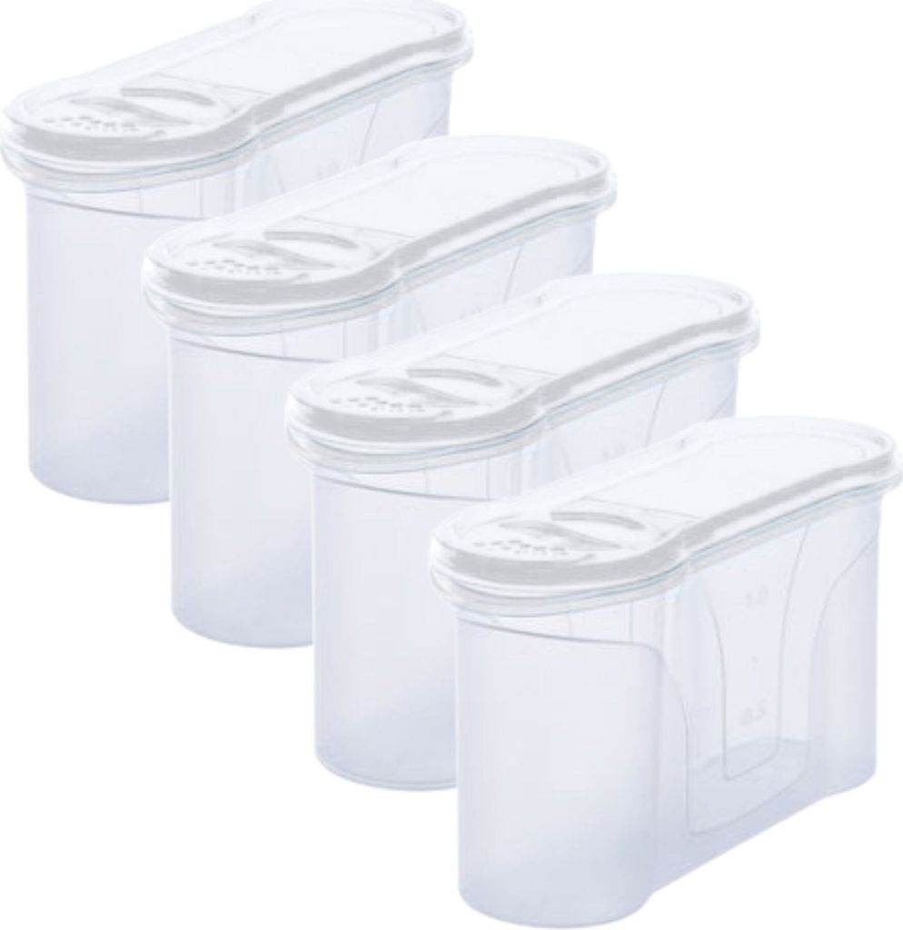 Novaliv Schüttdosen 4 STÜCK Vorratsdose zum Streuen 1,3 Liter - Maße (LxBxH): 22 x 13 x 8,5 cm - Dose mit Deckel 1l für Müsli Mehl Zucker Dose...