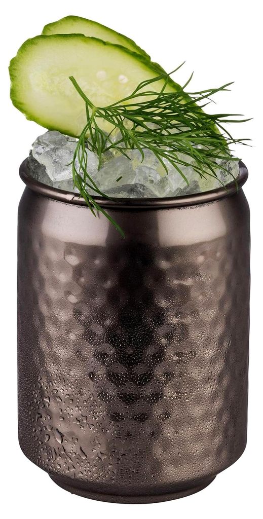 4 Cocktail Can Becher, Ø 7,5 cm, H: 10,5 cm, 350 ml, Edelstahl-Becher, inkl. Geschenkbox, 4er Set, Gunmetal-Optik