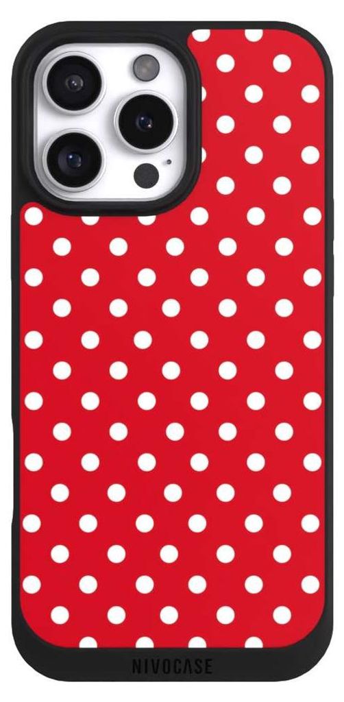 NIVOCASE Handyhülle für Apple iPhone 16 Pro Max Hülle NIVOpure Case Schwarz Polka Dots Punkte Retro