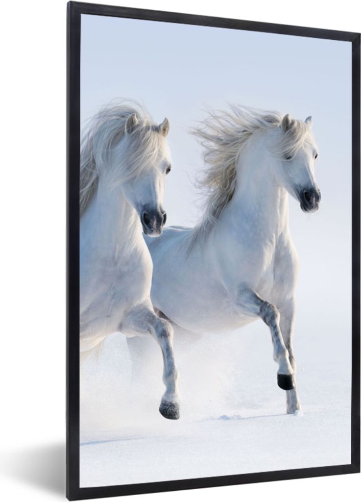 MuchoWow Gerahmtes Poster Winter - Pferde - Schnee 20x30 cm - Poster mit Schwarzem Bilderrahmen Wandposter Rahmen Foto Bilder - Drucken - Bilder ...
