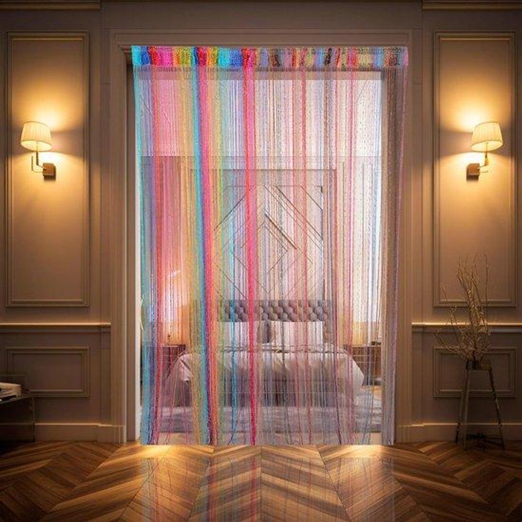Drahtvorhang, Drahtvorhang, 100 x 200 cm, Fliegengitter, Terrassentür, Glitzer, schön für Hochzeiten, mehrfarbig, 2 Stück