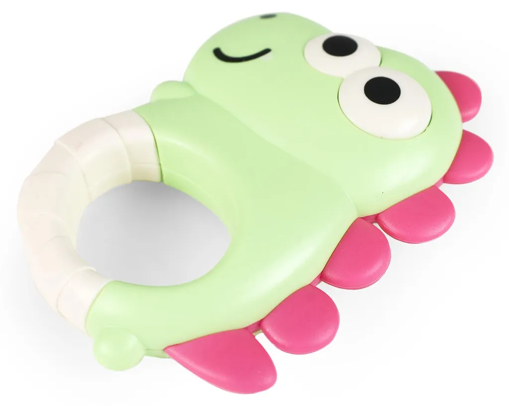 Hochet Dino en coton bio pour bébé - Jouet d'éveil premier âge vert