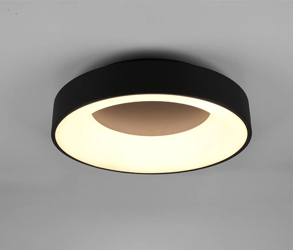Grand plafonnier rond noir mat 45cm Kira Shadora pour salon et chambre
