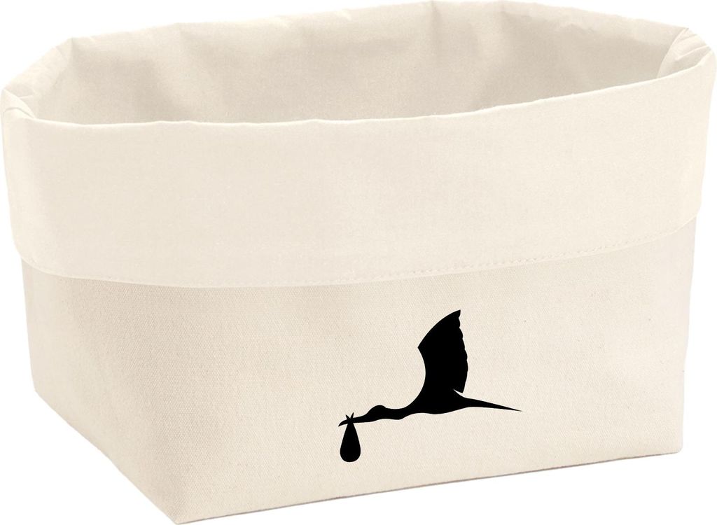 Huuraa Organizer Klapperstorch mit Baby Silhouette 3 Liter Medium Canvas Baumwolle Utensilo Geschenkidee