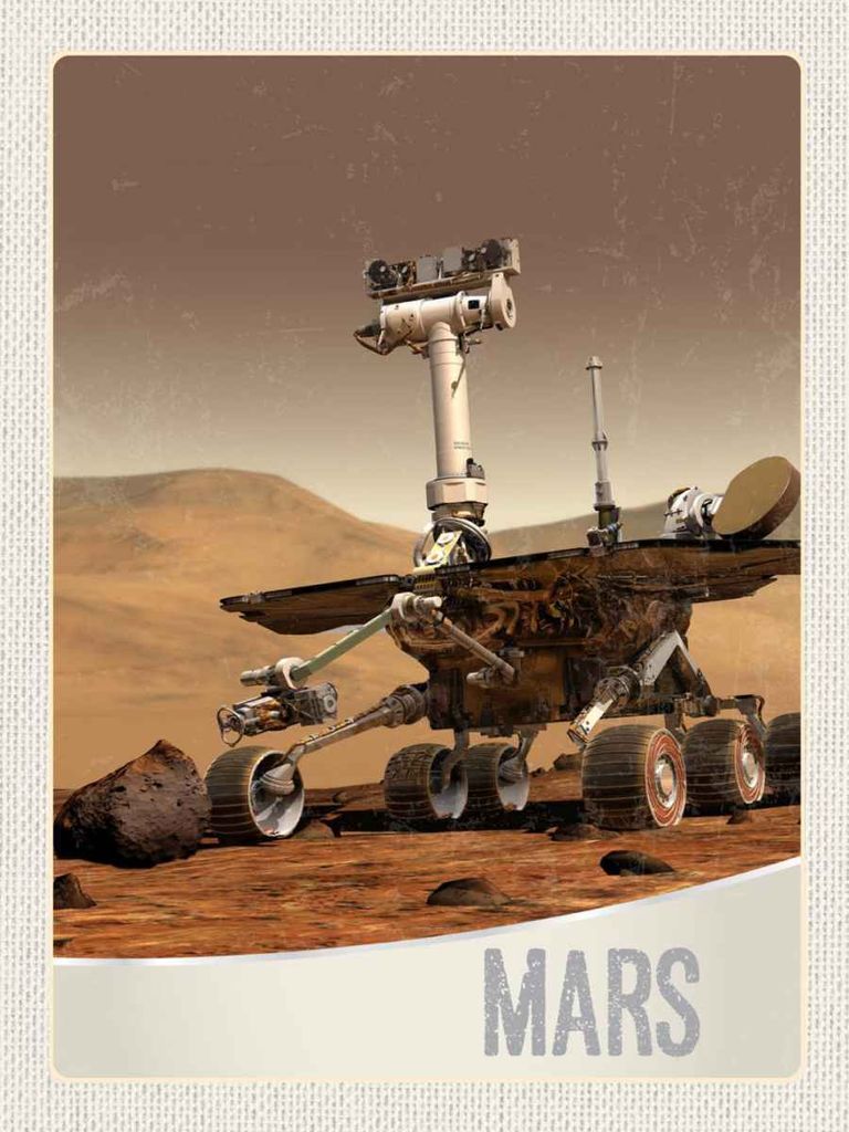 vianmo Holzschild 40x30 cm Weltalt Mars Rover Curiosity Galaktisch Bildmotiv Reisemotiv Dekoration