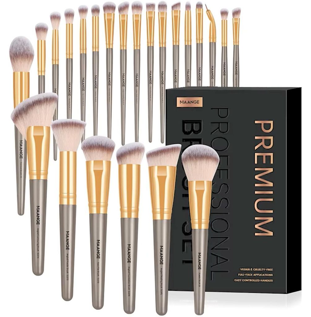 Professionelles Make-up Pinselset - Grau mit 25 hochwertigen Pinseln KP40022