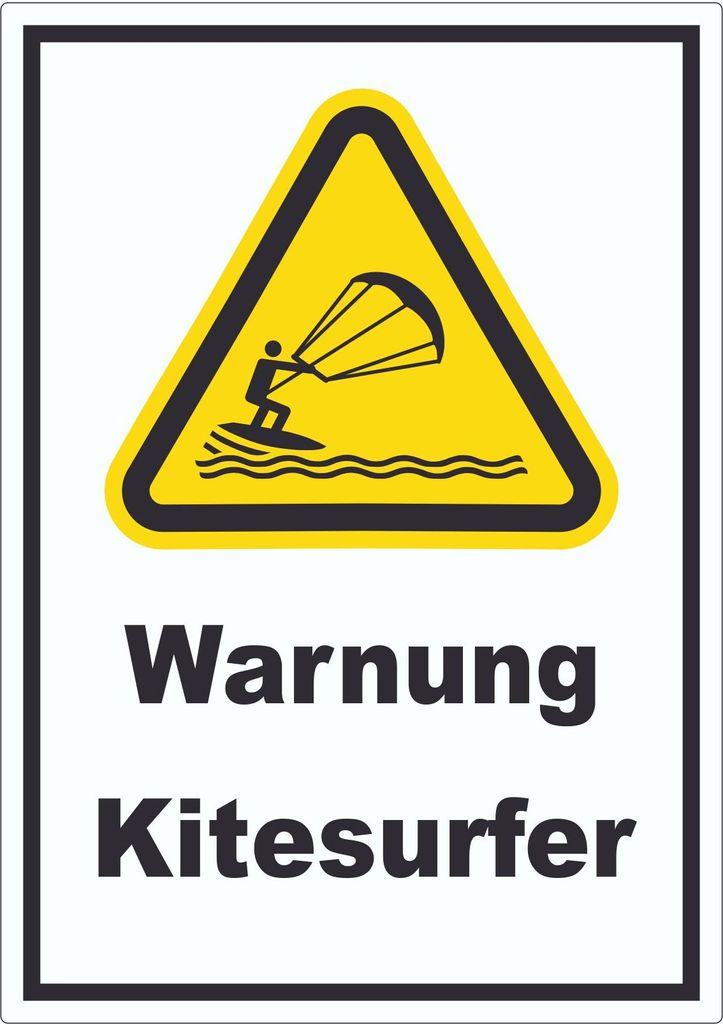 Aufkleber Warnung Kitesurfer A9 (37x52mm)