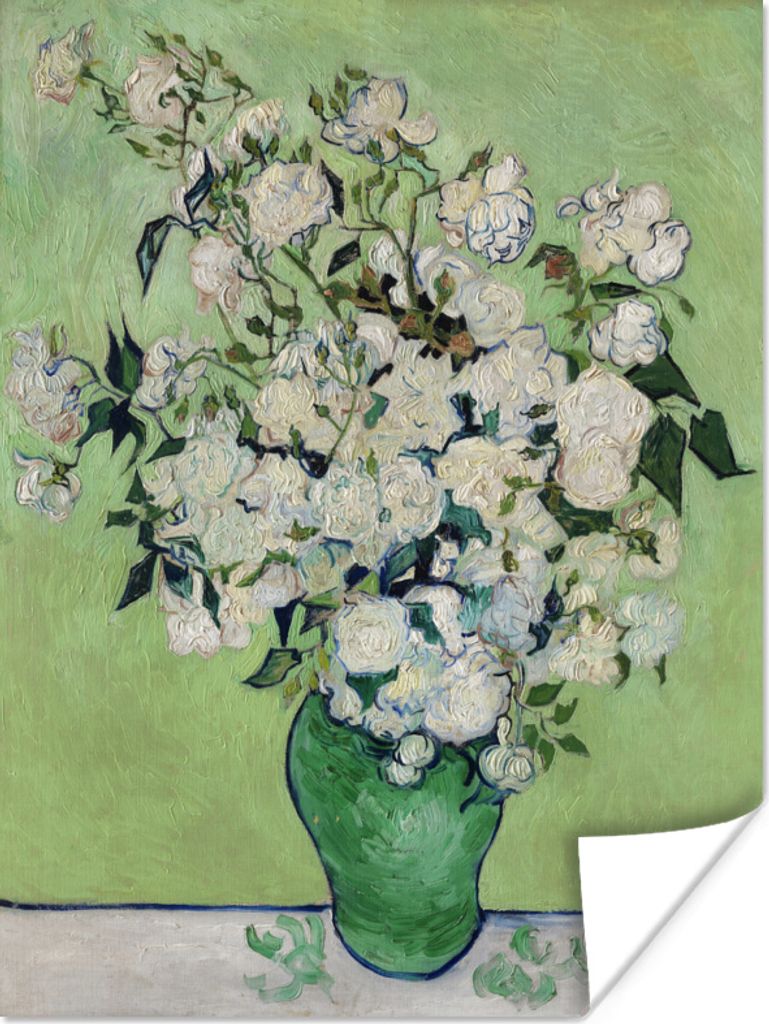 MuchoWow Poster Vase mit Rosen - Vincent van Gogh 60x80 cm - Schlafzimmer Dekoration