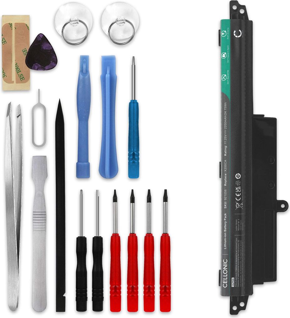 subtel 1x Akku für Notebook Kompatibel mit ASUS Vivobook F200M, Vivoook X200CA, X200CA, A31N1302 - (2200mAh, 11.25V) + Werkzeug-Set