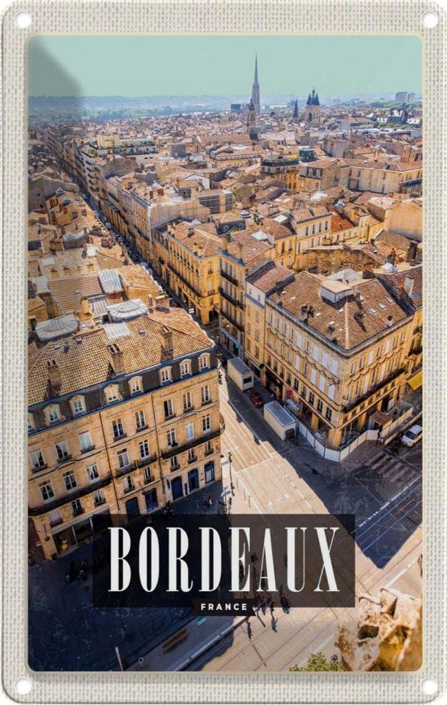 vianmo Blechschild 18x12 cm Bordeaux France Panorama Reiseziel Bildmotiv Reisemotiv Abenteuer Reisen Urlaub