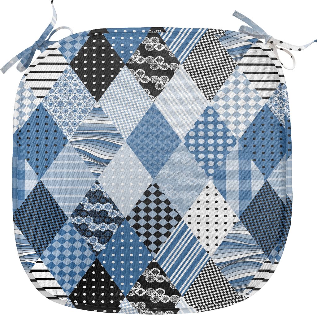 ABAKUHAUS Geometrisch Polster für Esszimmerstühle, Diamantförmig Patchworks, Dekoratives wasserfestes Kissen mit Riemen für Küchensitze, 40 cm...