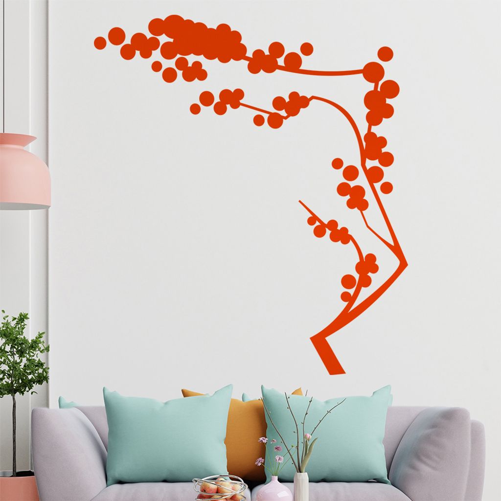 Ast mit Beeren Wandtattoo in 6 Größen - Wandaufkleber Wall Sticker - Dekoration, Küche, Wohnzimmer, Schlafzimmer, Badezimmer