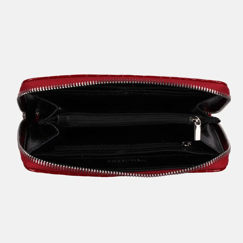 Portafoglio Donna Rosso Vernice Coccodrillo - Pelle Artigianale Italiana - 4
