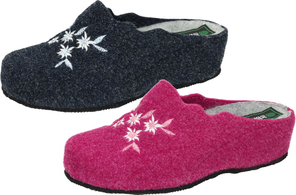 Dr. Brinkmann Damen Hausschuh Pantoffel leicht bequem Blume Edelweiß 330010, Größe:40 EU, Farbe:Blau