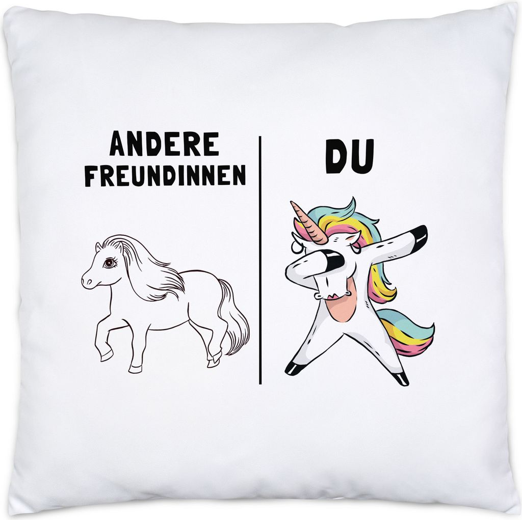 Andere Freundinnen Du Kissen inkl. Füllung beste Freundinnen Besties BF Geschenk Einhorn Geburtstag Best Friends 40x40cm