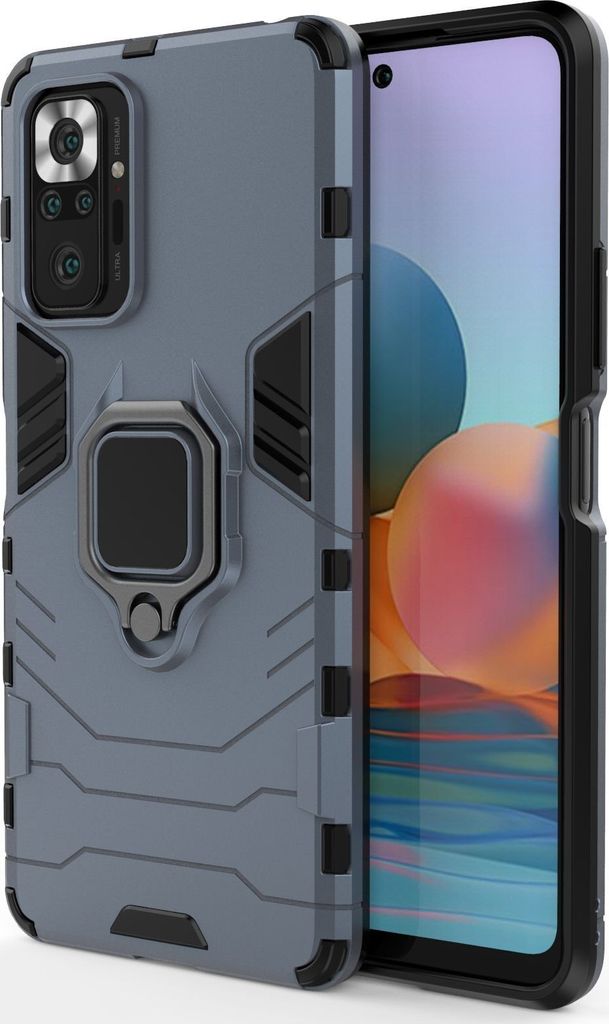 Mobigear Armor Ring Xiaomi Redmi Note 10 Pro Hülle Hardcase Backcover Stoßfest mit Ringhalter - Blau