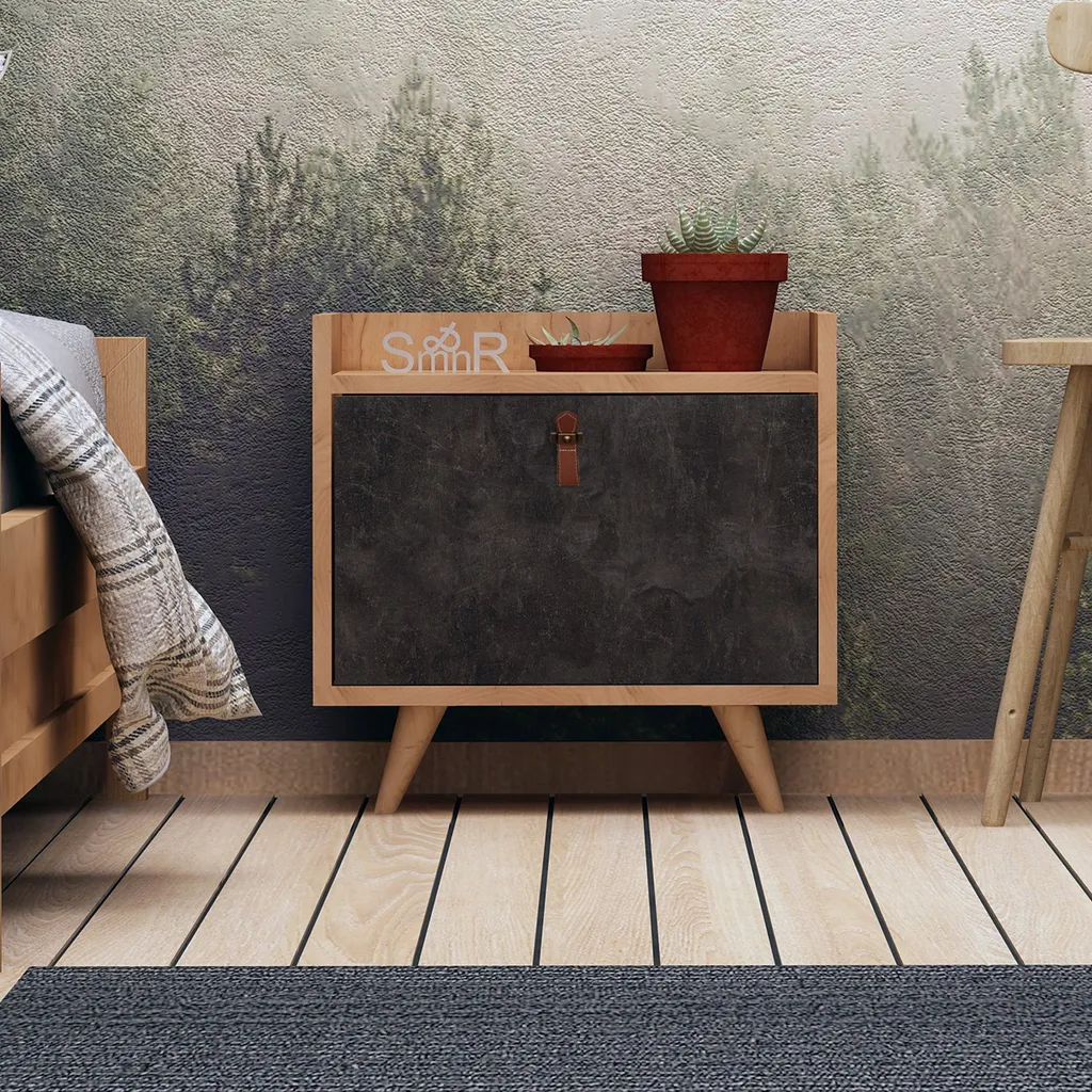 Table de Chevet Chêne Juuna 50x40x55 cm - Finition Mélaminée Résistante